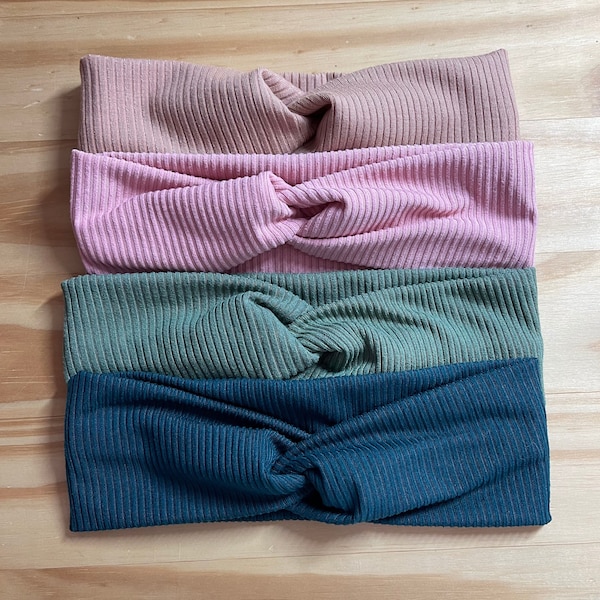 Mulitple color rib knit, twist headband, nurse headband, adult turban, headbands for women, cute headband, stretchy, chunky, comfortable