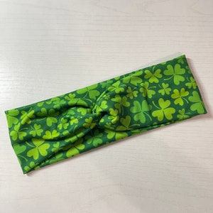 Green clovers, twist headband, nurse headband, adult turban, headbands for women, cute headband, stretchy, chunky, boho, comfortable