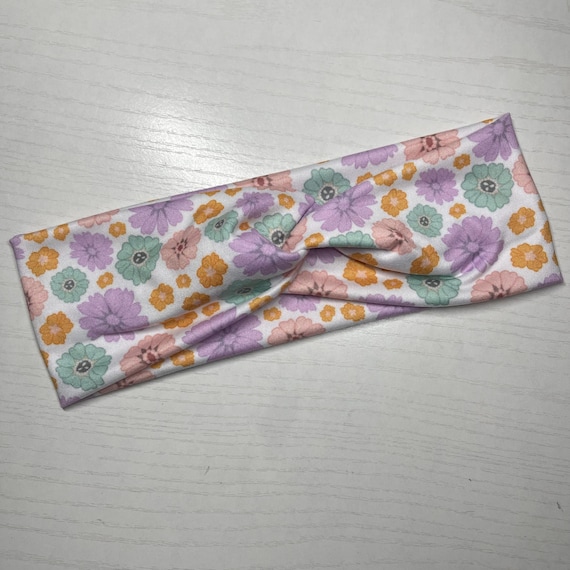 Spring Pastel Floral, Boho Twist Headband, Handmade Hair 