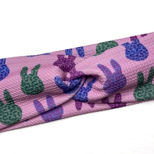Pink cheetah peeps, twist headband, nurse headband, adult turban, headbands for women, cute headband, stretchy, chunky, Easter