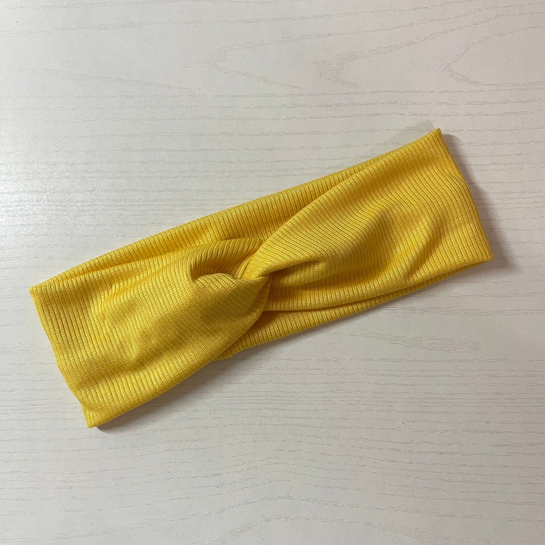 Yellow Rib Knit Twist Headband: Stretchy Turban for Women - Etsy