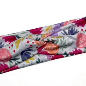 Bright spring floral, twist headband, nurse headband, adult turban, headbands for women, cute headband, stretchy, chunky, boho, Floral