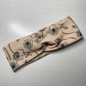 Wispy dandelions, twist headband, nurse headband, adult turban, headbands for women, cute headband, stretchy, chunky, comfortable