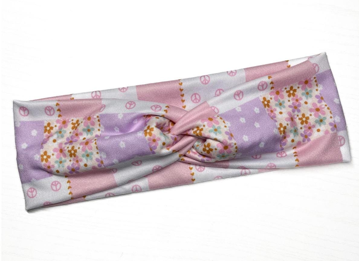 Pastel Spring Gingham, Boho Twist Headband, Handmade Hair  display picture 3