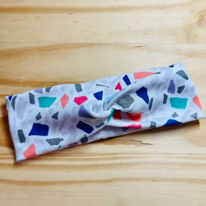 Pink & Blue Abstract, Pinup, Boho, Fall, Kids Chunky Sailor Knot Headband, Kids Soft and Stretchy Turban Headband, headbands for kids
