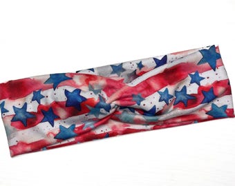 Stars & Stripes 4. Juli, Twist Stirnband, Krankenschwester Turban, Stirnband für Frauen, süßes Stirnband, dehnbar, Chunky, Boho