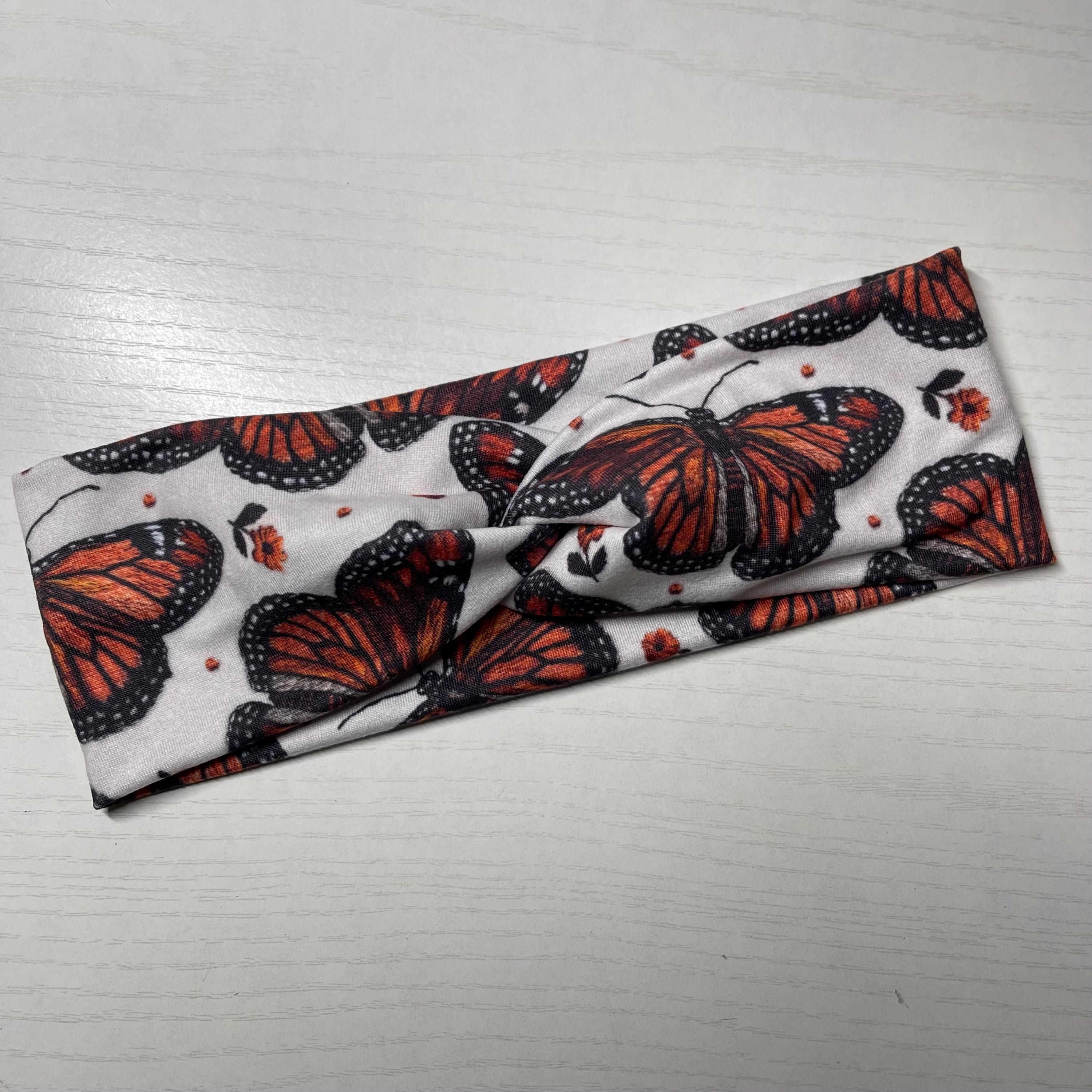 Butterfly Print Headband — Monarch collection White Monarch Headband – Randi Matalas main image 2