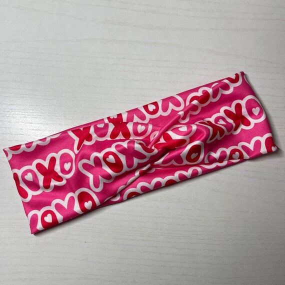Handmade Hand crafted XOXO Knit headband pink Pink XOXO, Boho Twist Headband, Handmade Hair Accessory  main image 4