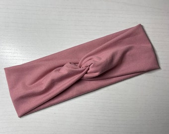 Mauve pink, twist headband, nurse headband, adult turban, headbands for women, cute headband, stretchy, chunky, boho, comfortable
