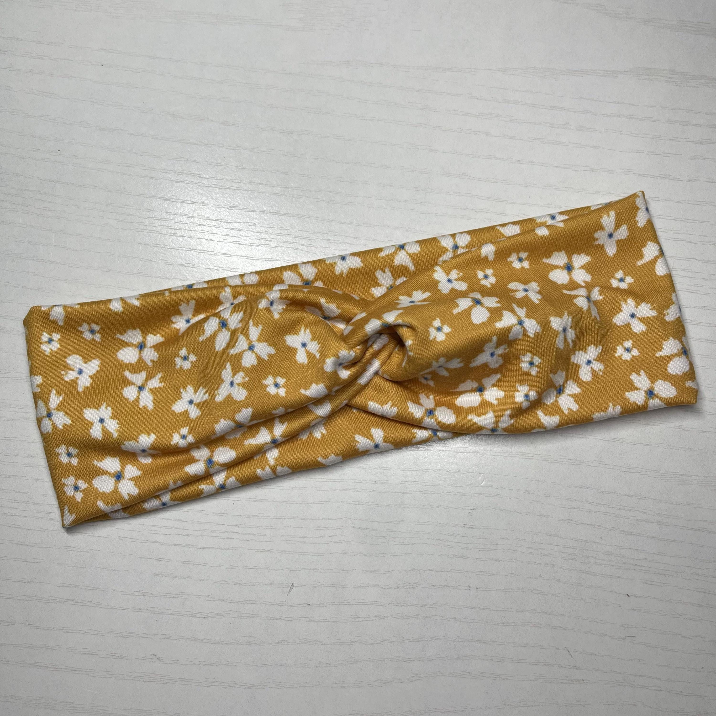Mustard Floral, Boho Twist Headband, Handmade Hair Accessory  display picture 1