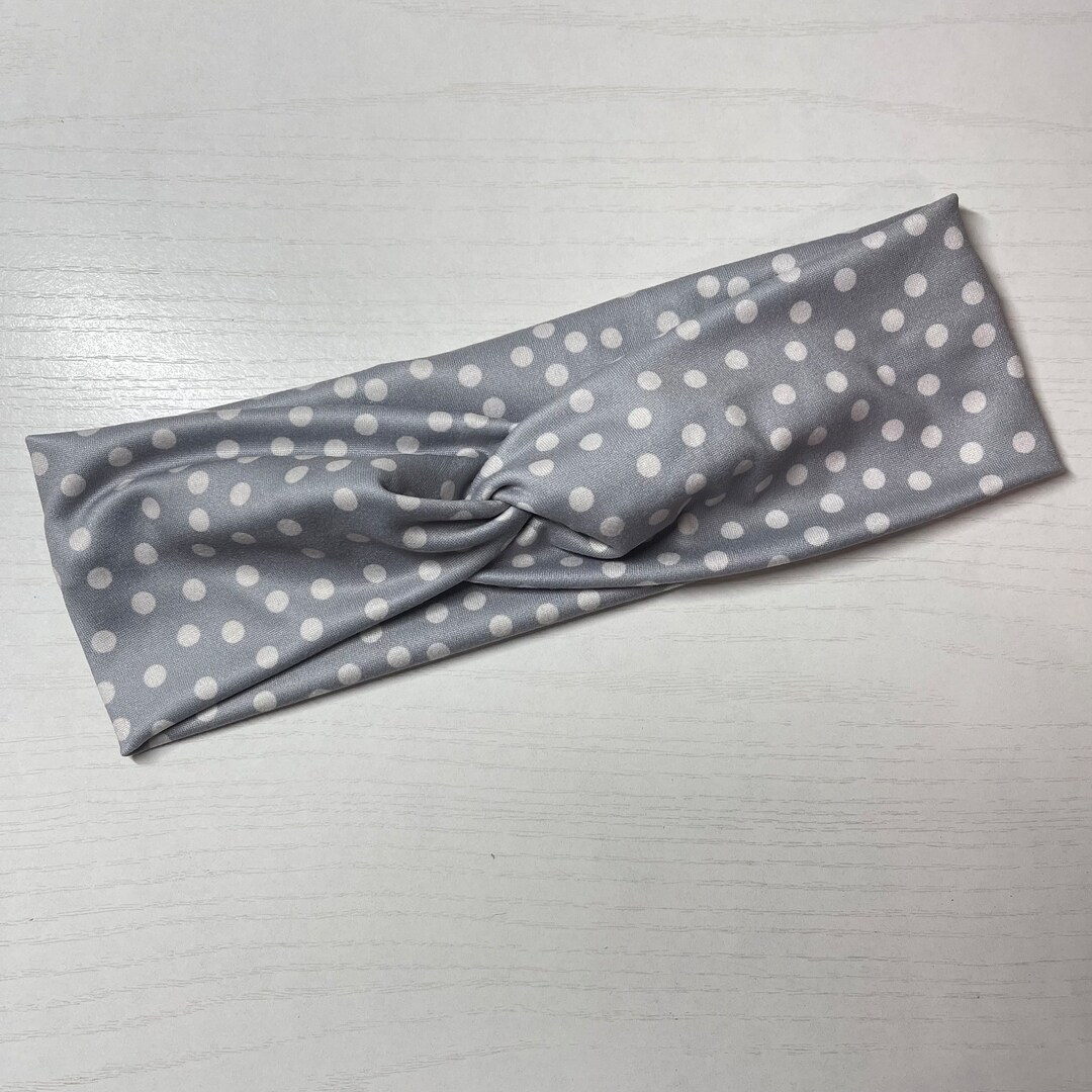Boho Abstract Light Blue Dots, Twist Headband, Nurse Headband, Adult