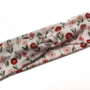 Dainty pink Floral, twist headband, nurse headband, adult turban, headbands for women, cute headband, stretchy, chunky, boho, comfortable