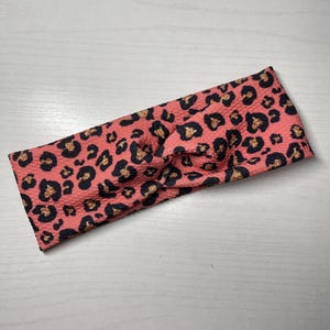Hot pink gold cheetah, twist headband, nurse headband, adult turban, headbands for women, cute headband, stretchy, chunky, boho, comfortable