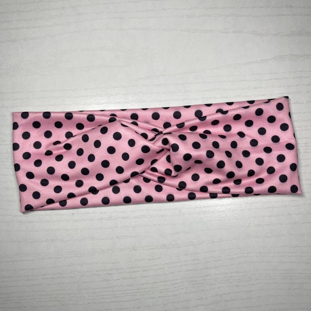 Pink Polka Dot, Boho Twist Headband, Handmade Hair Accessory Womens ...