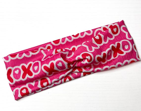 Pink XOXO, Boho Twist Headband, Handmade Hair Accessory 