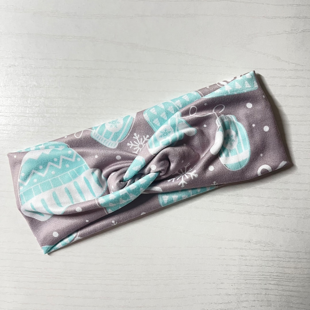 Teal & Grey Hat, Fall, Knot, Cute, Winter, Headbands for Women