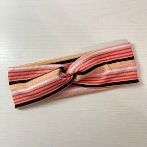 Black & pink stripes, twist headband, nurse headband, adult turban, headbands for women, cute headband, stretchy, chunky, comfortable