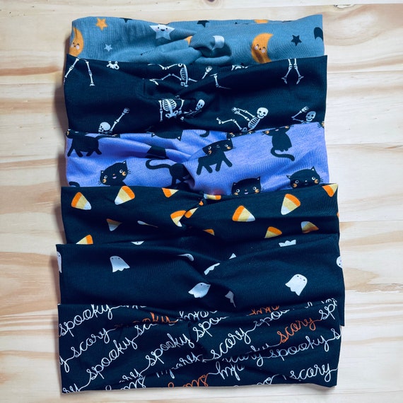 Halloween Headband: Dancing Skeletons, Cats, Ghosts, Candy Corn Knit Turban