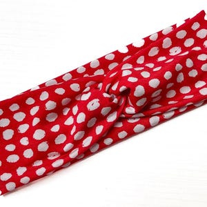 Red & white polka dot, twist headband, nurse headband, adult turban, headbands for women, cute headband, stretchy, chunky, boho, comfortable