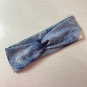 Blue rib knit tie dye, twist headband, nurse headband, adult turban, headbands for women, cute headband, stretchy, chunky, boho
