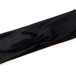 Black, boho twist headband, handmade hair accessory womens, soft stretch fabric, stylish, comfortable, all day wear, nurse, mom