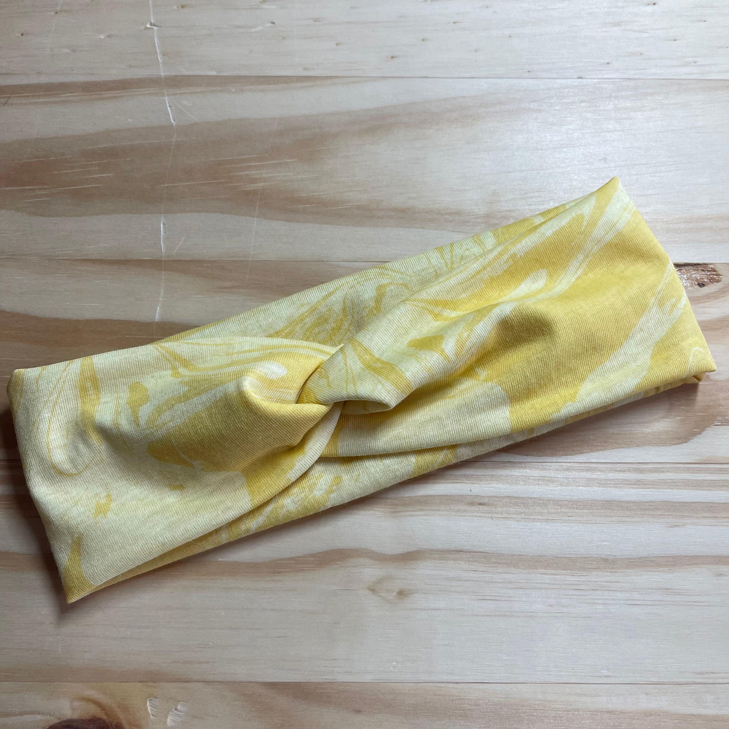 Handmade Hand Crafted Knit Twist Headband Yellow Knit Headband With Twist Pattern main image 2