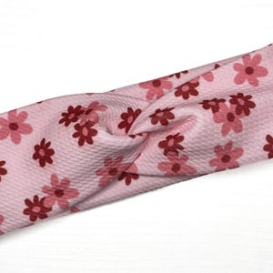 Pink & red groovy floral, twist headband, nurse headband, adult turban, headbands for women, cute headband, stretchy, chunky, boho