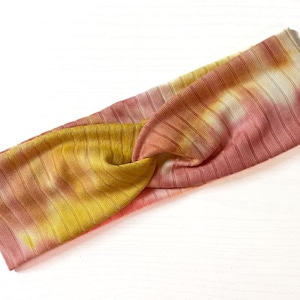 Sunrise pink rib knit tie dye, twist headband, nurse headband, adult turban, headbands for women, cute headband, stretchy, chunky, boho