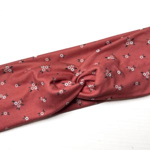 Dark pink Dainty flowers, twist headband, nurse headband, adult turban, headbands for women, cute headband, stretchy, chunky, boho