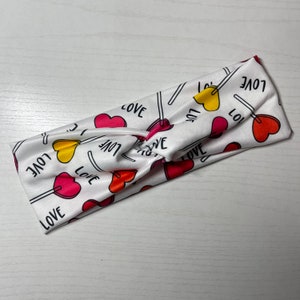 Love Heart lollipop, twist headband, nurse headband, adult turban, headbands for women, cute headband, stretchy, chunky, boho, comfortable