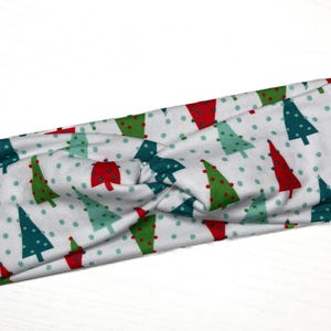 Festive Trees & dots, Christmas, twist headband, nurse headband, adult turban, headbands for women, cute headband, stretchy, chunky
