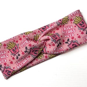 Fries before guys, twist headband, nurse headband, adult turban, headbands for women, cute headband, stretchy, chunky, boho, comfortable