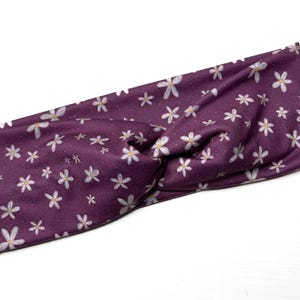 Purple Dainty flowers, twist headband, nurse headband, adult turban, headbands for women, cute headband, stretchy, chunky, boho