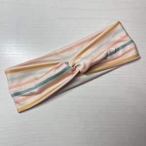 Neutral stripes, twist headband, nurse headband, adult turban, headbands for women, cute headband, stretchy, chunky, boho, comfortable