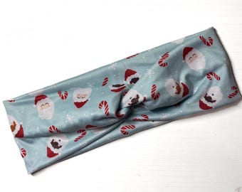 Tomte & polkagrisar, boho twist-pannband, handgjort hårtillbehör för kvinnor, mjukt stretchtyg, snyggt, bekvämt, kan användas hela dagen, sjuksköterska