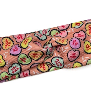 Be mine Hearts, twist headband, nurse headband, adult turban, headbands for women, cute headband, stretchy, chunky, Valentines