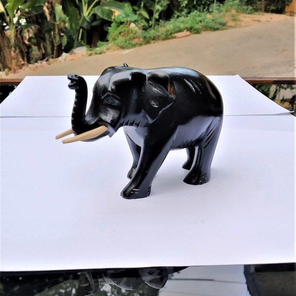 Hand Carved Wooden Elephant, Wooden Elephant, Elephant Statue, Elephant Figurine, Elephant, Elephnt Ornament, Elephant Gift, Home Decor