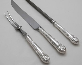 Gadroon Design George Butler Silver Plated Cutlery 3 Piece Carving Set 34.5 cm