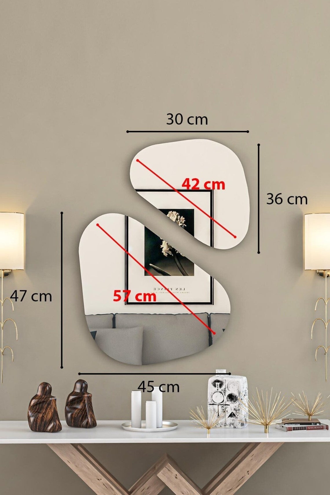 Set of 2 Asymmetrical Wall Mirror Minimalist Mirror for Wall Etsy