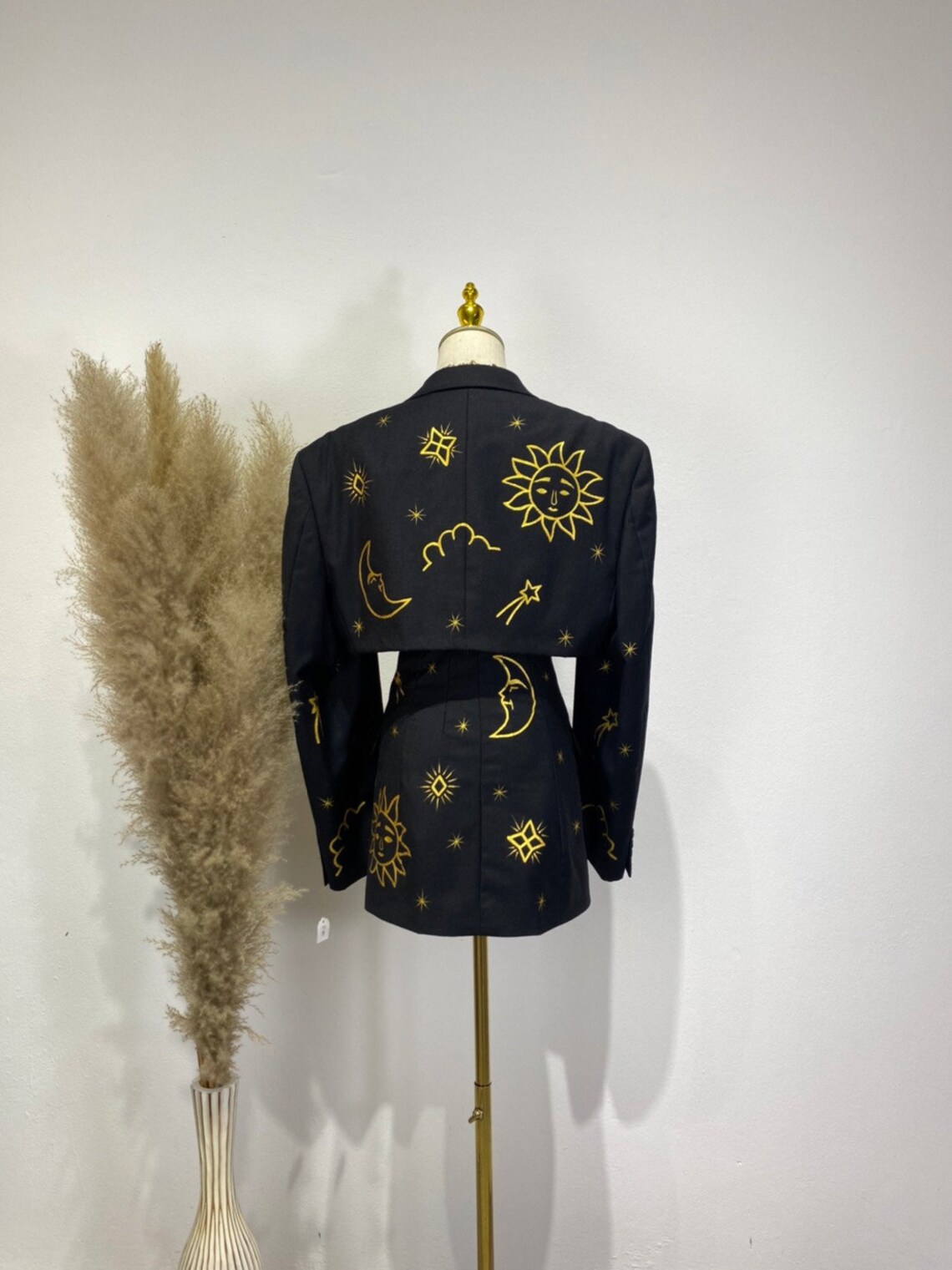 Dark green paan petha cropped blazer and skirt set main image 1