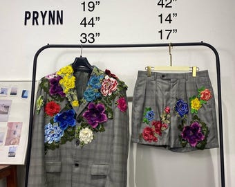 Reworked Blazer and Short Pants Hand Sewed : Jadin Floral