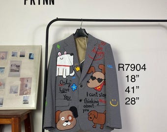 Blazer rediseñado y pintado a mano: Muchos perros