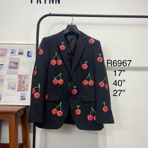 Reworked Blazer Hand Painted : Cherry