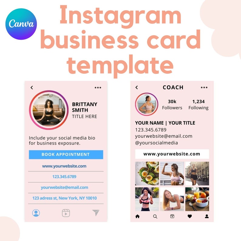 Instagram Business Card Template Digital Business Card DIY Template Instagram Business Card Template Digital Business Card DIY Template
