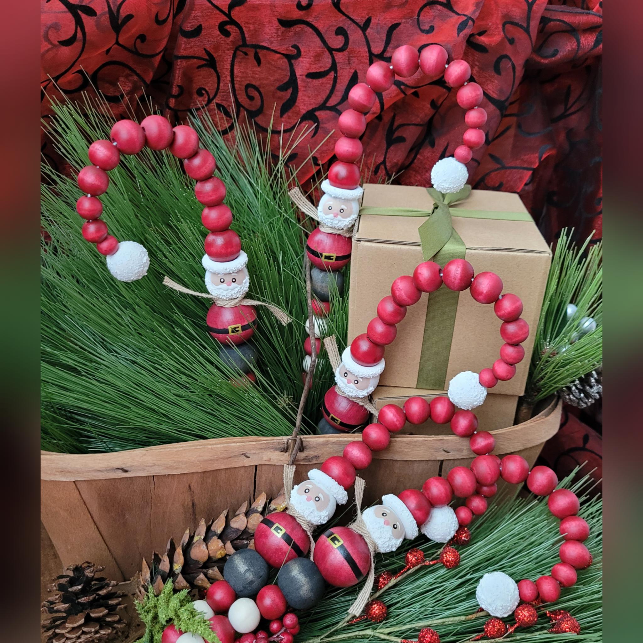Candy Cane Ruler Wood Bead Santa Candy Canes, Handmade Christmas Candy Canes, Santa ...