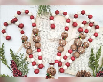 Gingerbread Wood Bead Candy Canes, Gingerbread Christmas Ornaments, Gingerbread Holiday Decor, Gingerbread Tiered Tray, Candy Canes