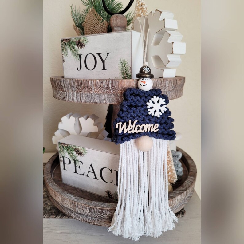 Holiday Seasonal Gnome SET Macrame Gnome Decor Winter Gnome Etsy