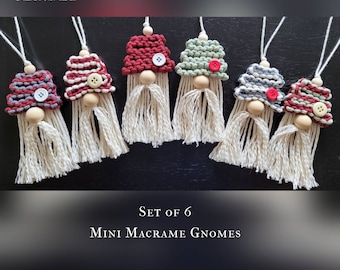 Christmas Gnome Ornaments, Christmas Macrame Gnome, Gift Toppers, Gnome Stocking Stuffers, Gnome Tier Tray, Farmhouse Gnome Decor