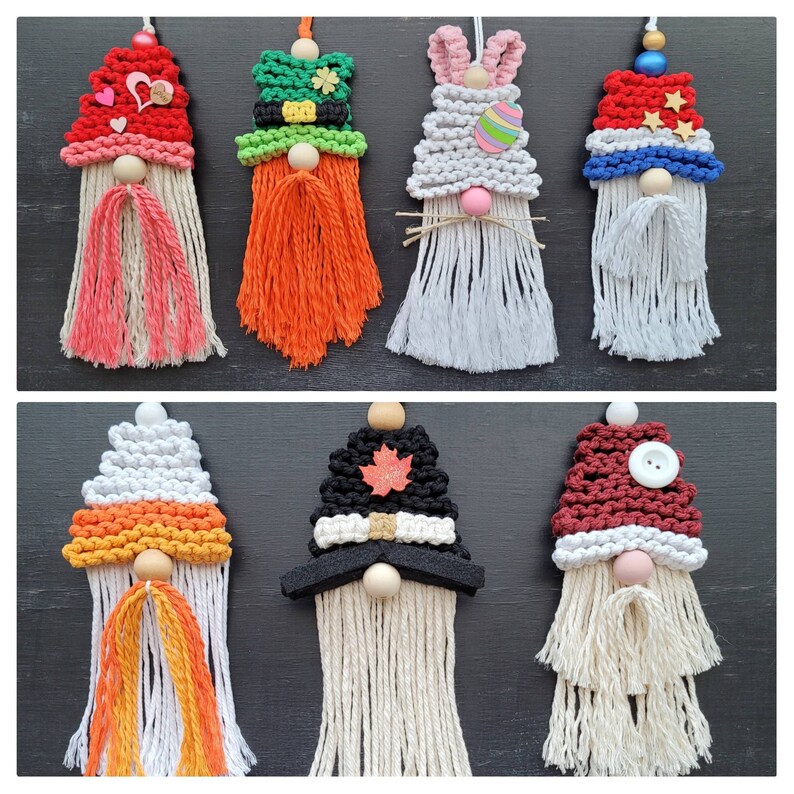 Holiday Seasonal Gnome SET Macrame Gnome Decor Winter Gnome Etsy