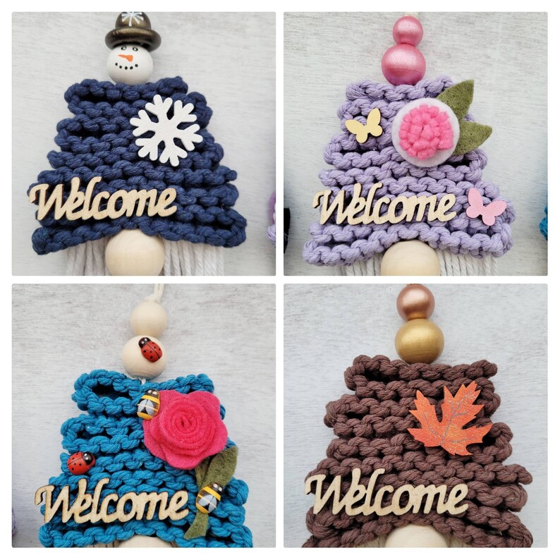 Holiday Seasonal Gnome SET Macrame Gnome Decor Winter Gnome Etsy